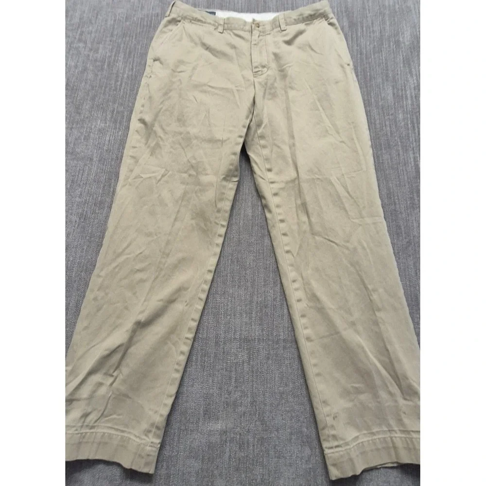 Polo Ralph‎ Lauren men's khaki Preston pants 36x32 flat front 100% Cotton preppy